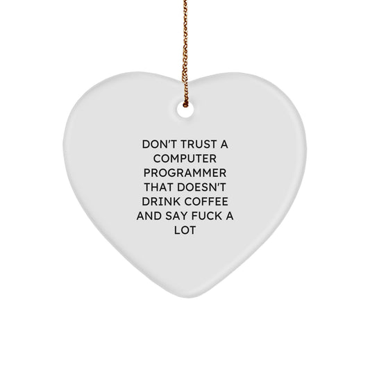 Funny Computer Programmer Heart Ornament Gifts from Friends for Christmas Unique Ideas - Image 1