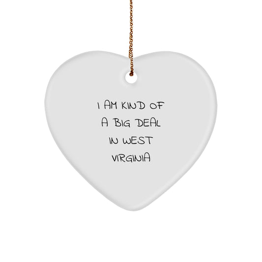 Funny West Virginia Heart Ornament Gifts from Friends and Family for Christmas Unique - Image 1