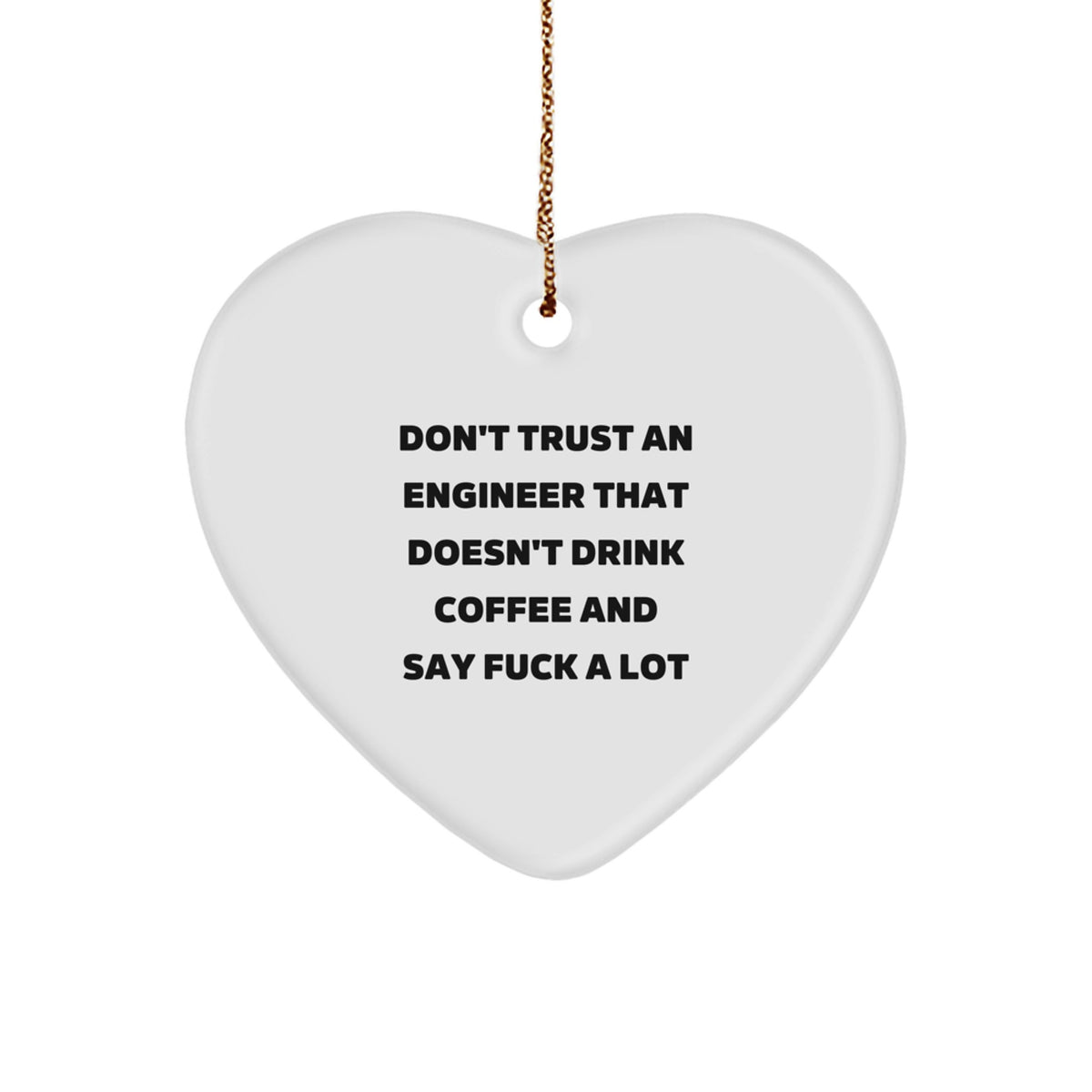 White Heart Christmas Ornament Idea for Coworkers Engineer Gift - Image 1