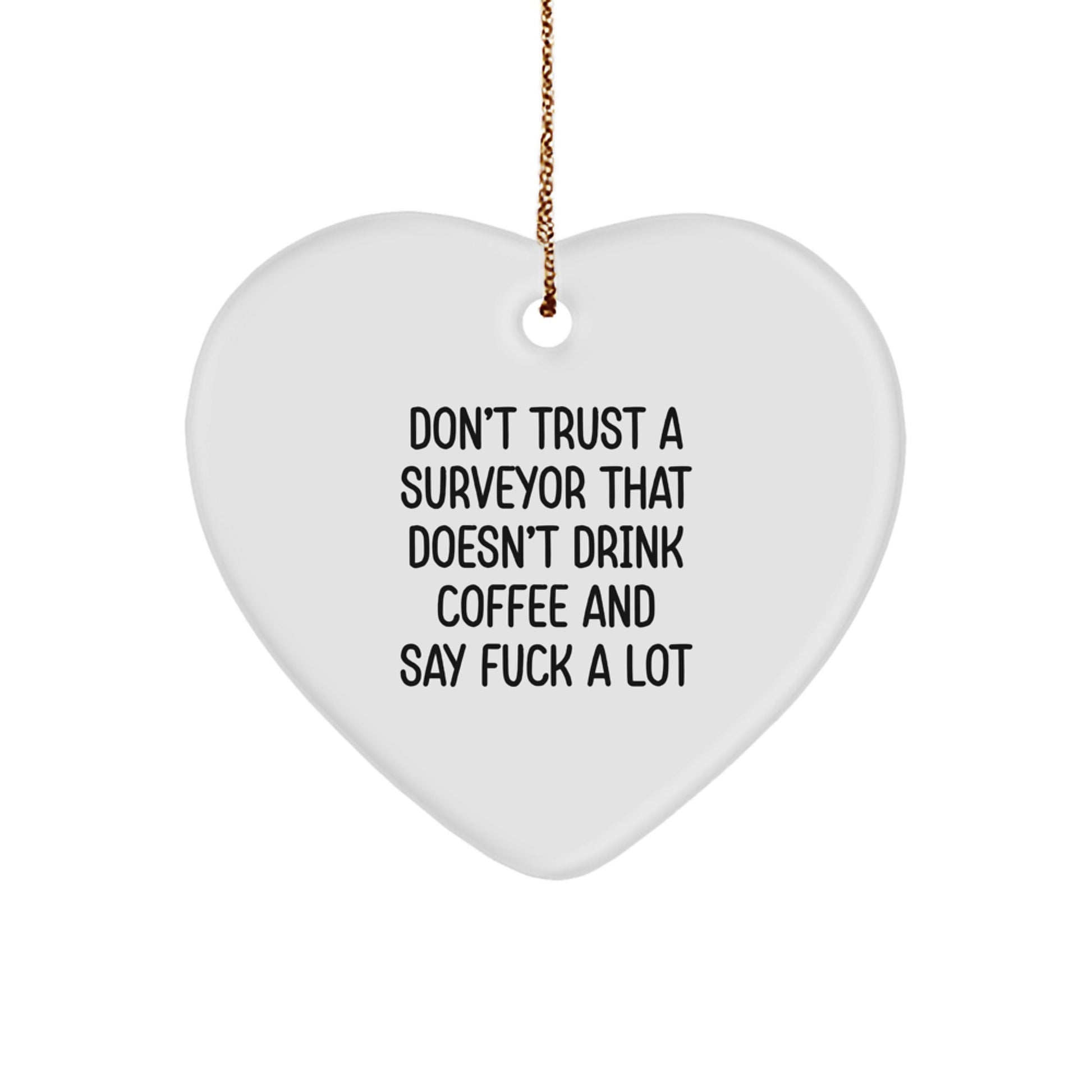Funny Surveyor Heart Ornament Gifts from Friends or Family for Surveyor, Christmas Unique Gifts, Heart Shaped MDF with Sublimation Print - Image 1