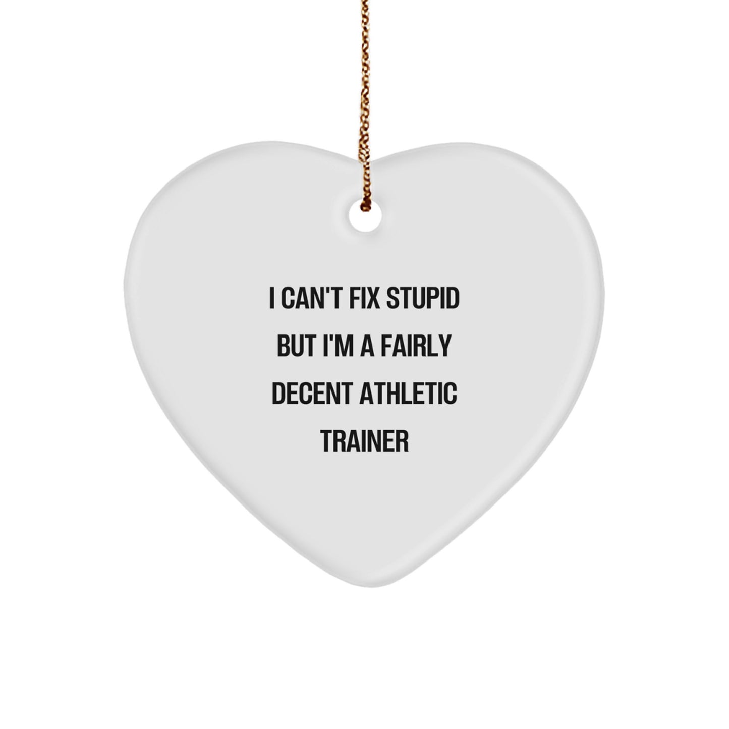 Funny Athletic Trainer Gifts from Friends for Men - Heart Ornament Quote I Can't Fix Stupid But I'm A Fairly Decent Athletic Trainer Christmas Unique - Image 1