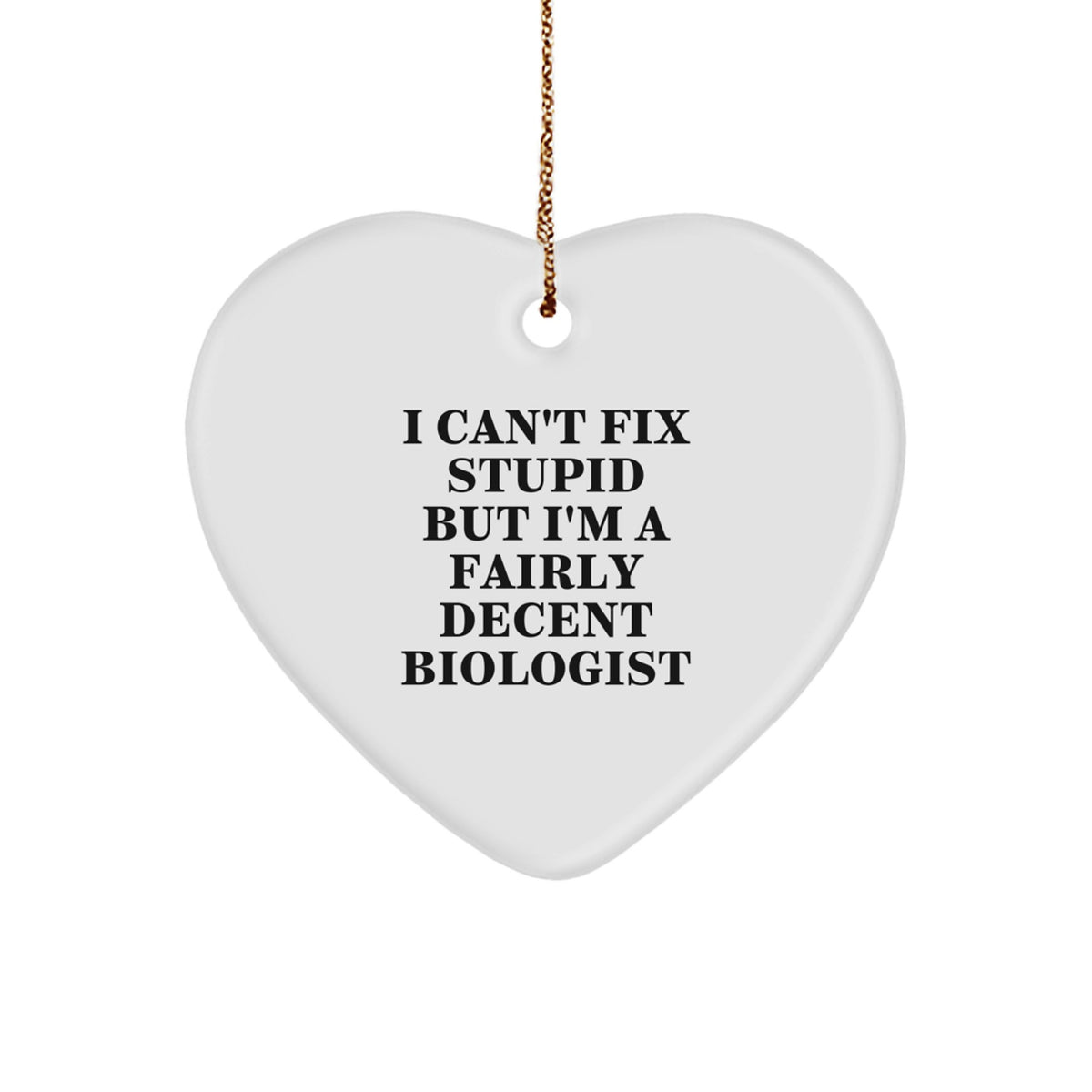 Sarcastic Biologist Christmas Ornament Gift - I Can't Fix Stupid - Image 1