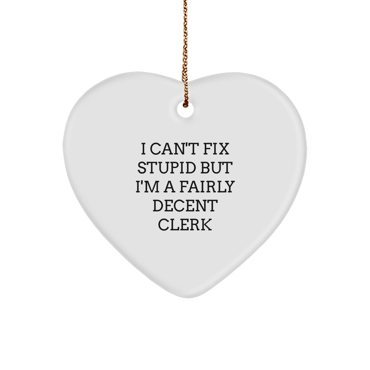 Sarcastic Clerk Christmas Ornament Gift - I Can't Fix Stupid - Image 1