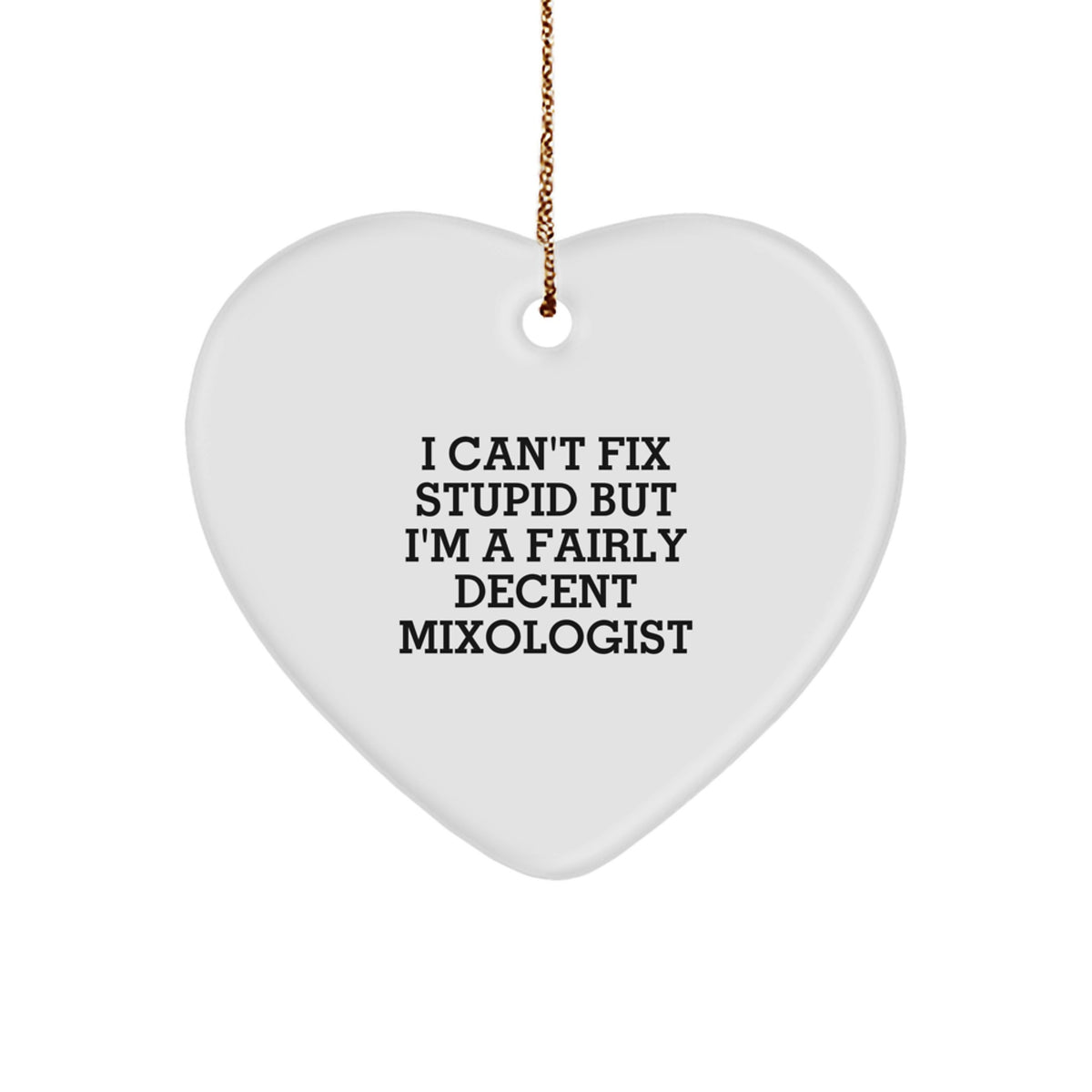Christmas Ornament Idea for Coworkers Gift Mixologist White Heart Charm - Image 1