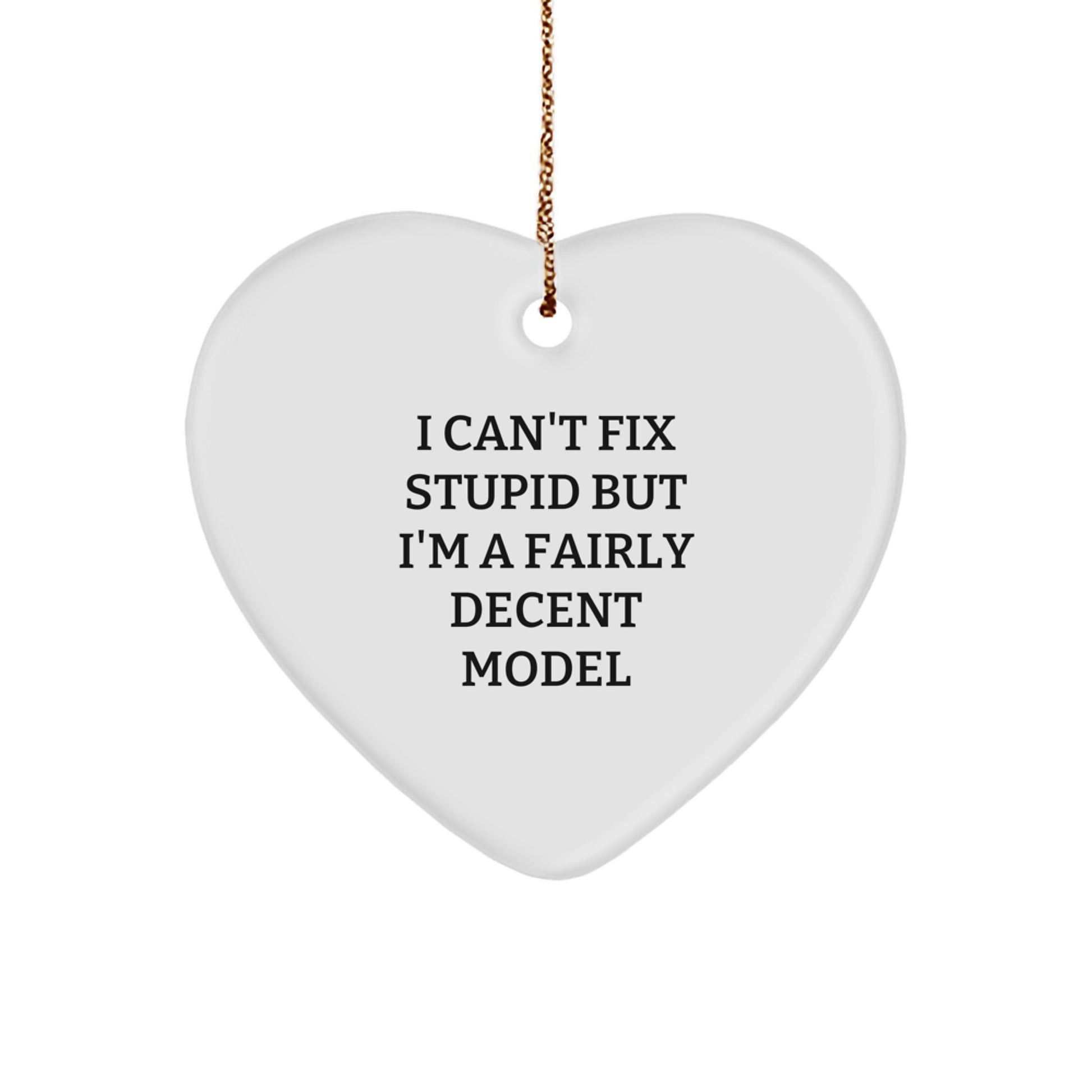 Funny Model Gifts for Him - Heart Ornament I'm A Fairly Decent Model, Christmas Unique Decorations for Men - Image 1