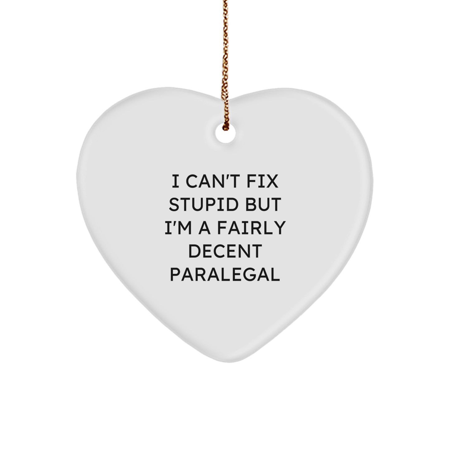 Funny Paralegal Heart Ornament, Gifts for Men from Women, Inspirational Lawyer Christmas Unique Ornaments - Image 1
