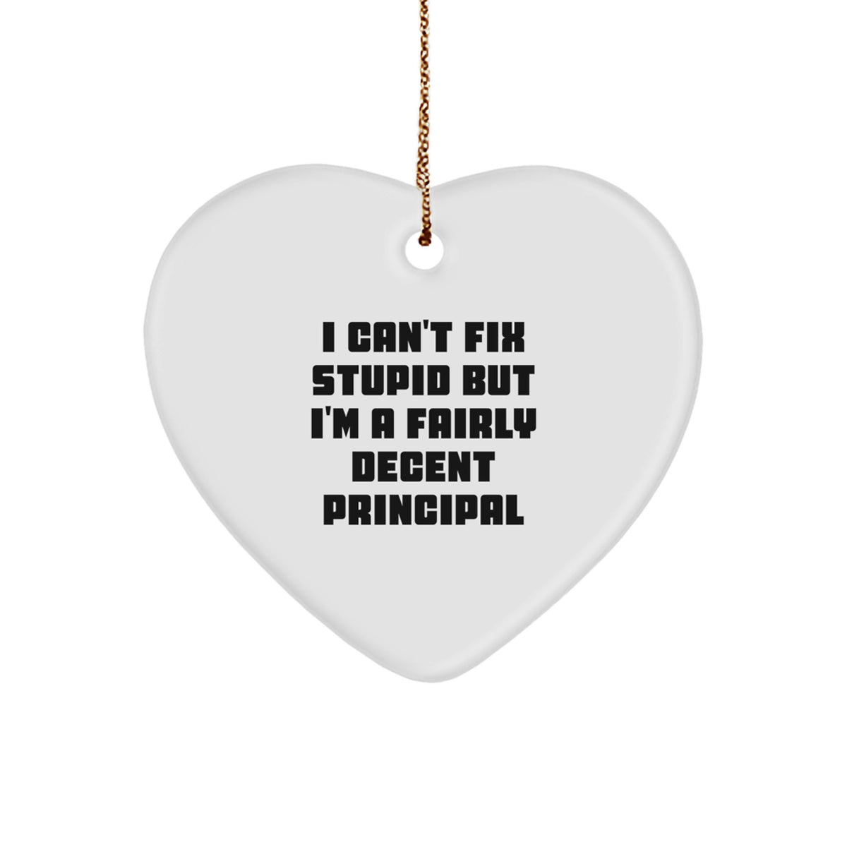 Heart Ornament Idea Gift for Coworkers – Principal I Can't Fix Stupid - Image 1