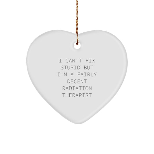 Funny Radiation Therapist Gifts - Heart Ornament for Men Women Coworkers Friends Family with I 'Can't Fix Stupid' Quote, Christmas Unique Gifts from Men Women Coworkers Friends Family - Image 1