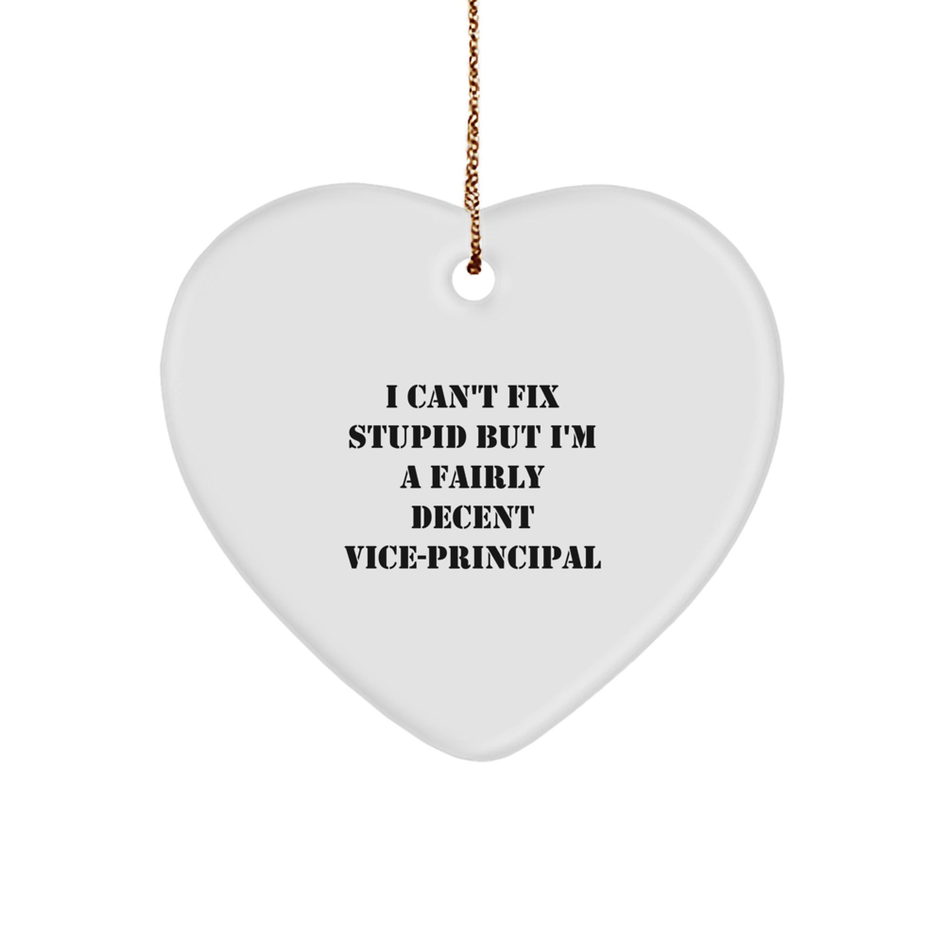 Funny Vice-principal Gifts, I Can't Fix Stupid But I'm A Fairly Decent Vice-principal Heart Ornament for Christmas, Gifts from Friends to Vice-principal - Image 1