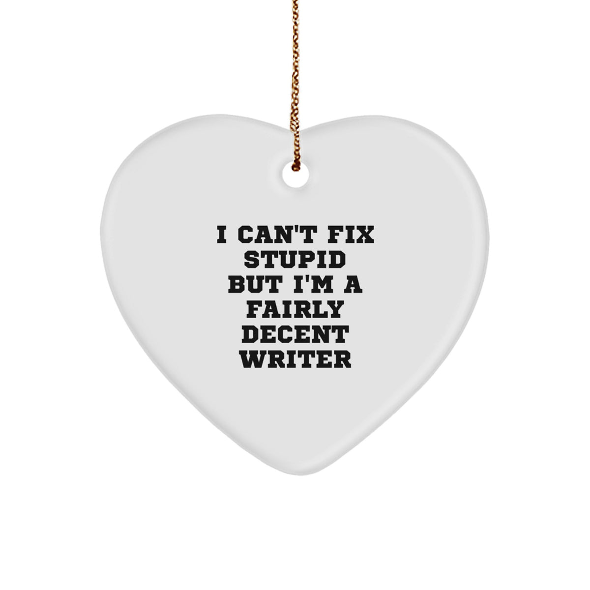 Christmas Gift for Her Writer Heart Ornament Present Brightly Printed - Image 1