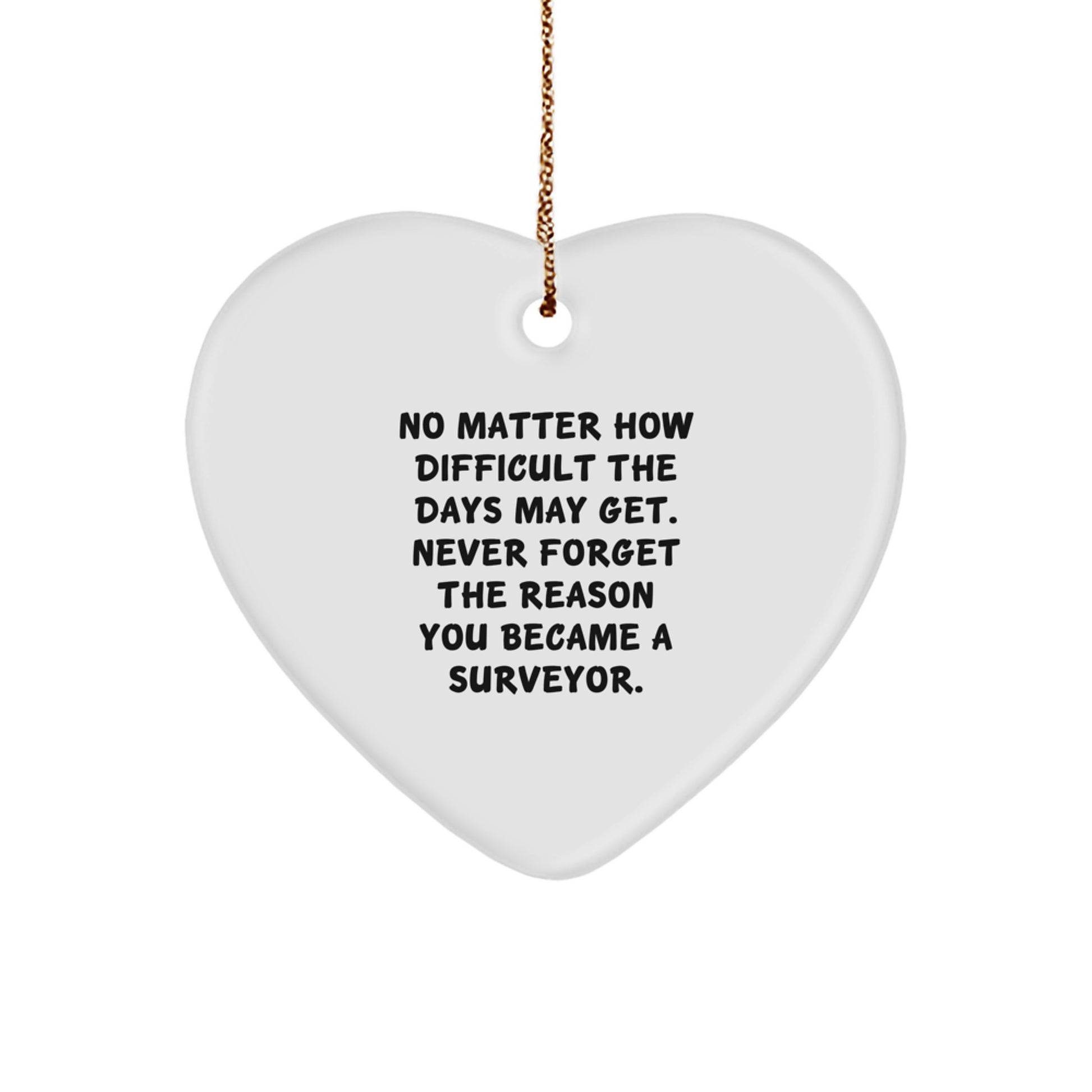 Inspiring Surveyor Gifts, Heart Ornament for Christmas, 'Never Forget' Quote, Gifts from Family to Surveyor Friends - Gifts for Surveyor Men - Image 1
