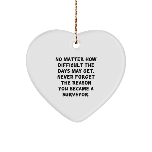 Inspiring Surveyor Gifts, Heart Ornament for Christmas, 'Never Forget' Quote, Gifts from Family to Surveyor Friends - Gifts for Surveyor Men - Image 1