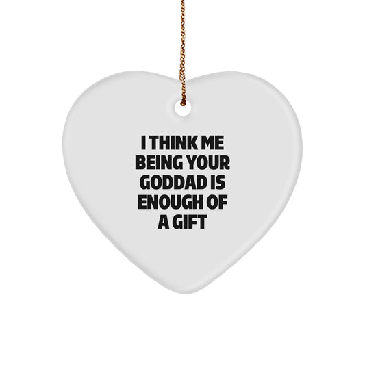 Funny Goddad Quotes Heart Ornament Gifts from Men for Goddad Unique Christmas Unique Gifts - Image 1