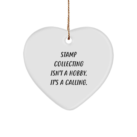 Funny Stamp Collecting Heart Ornament Gifts from Men to Stamp Collecting Enthusiasts, Christmas Unique Gifts, Heart Ornament for Friends, Family - Image 1