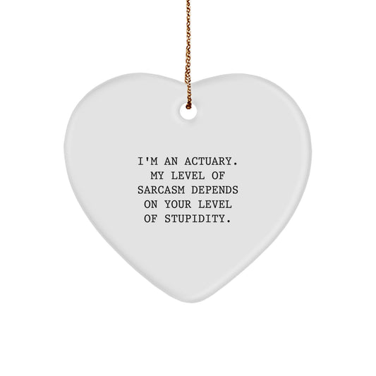Christmas Unique Gift for Her Actuary Heart Ornament Depends on Stupidity - Image 1