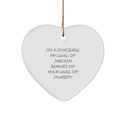Concierge Gifts from Friends, Family or Coworkers - Funny Heart Ornament for Christmas - Image 1
