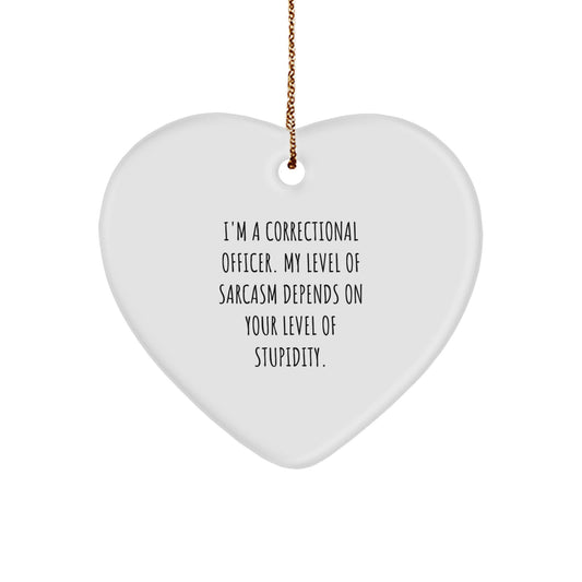 Funny Correctional Officer Gifts, Heart Ornament with Sarcasm Quote, Gifts from Friends for Correctional Officer, Christmas Unique Gifts - Image 1