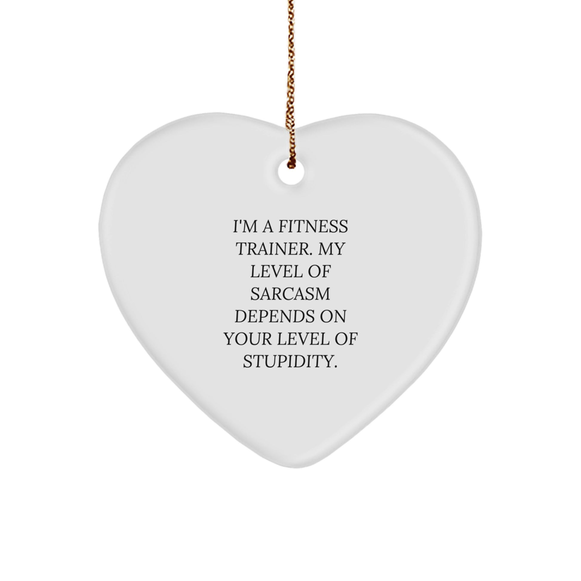 Fitness Trainer Heart Ornament, Funny Sarcasm Quote Gifts for Men, Unique Christmas Unique Gifts from Friends, Funny Heart Ornament for Fitness Enthusiasts, Gifts from Family - Image 1