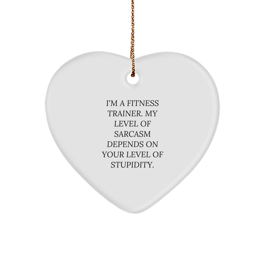 Fitness Trainer Heart Ornament, Funny Sarcasm Quote Gifts for Men, Unique Christmas Unique Gifts from Friends, Funny Heart Ornament for Fitness Enthusiasts, Gifts from Family - Image 1