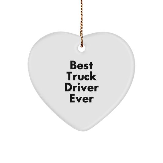 Funny Truck Driver Gifts from Friends - Best Truck Driver Heart Ornament, Unique Christmas Unique Gifts for Truck Drivers, Heart Shaped Ornament with Gold Cord - Image 1