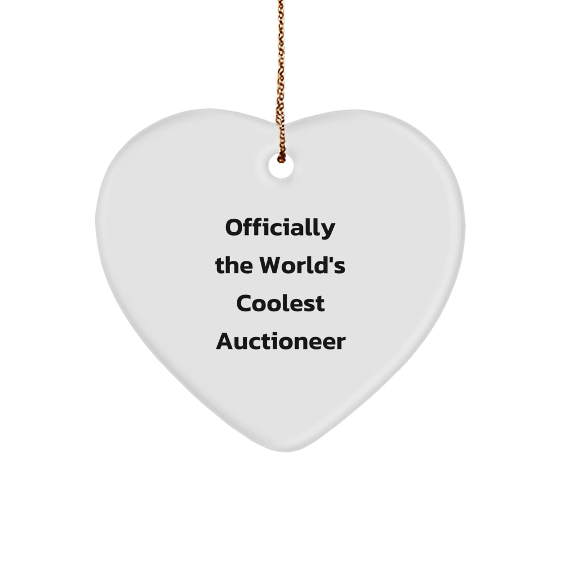 Funny Auctioneer Gifts for Men - Officially The World's Coolest Auctioneer Heart Ornament, White, Christmas Unique Gifts from Family to Auctioneer - Image 1