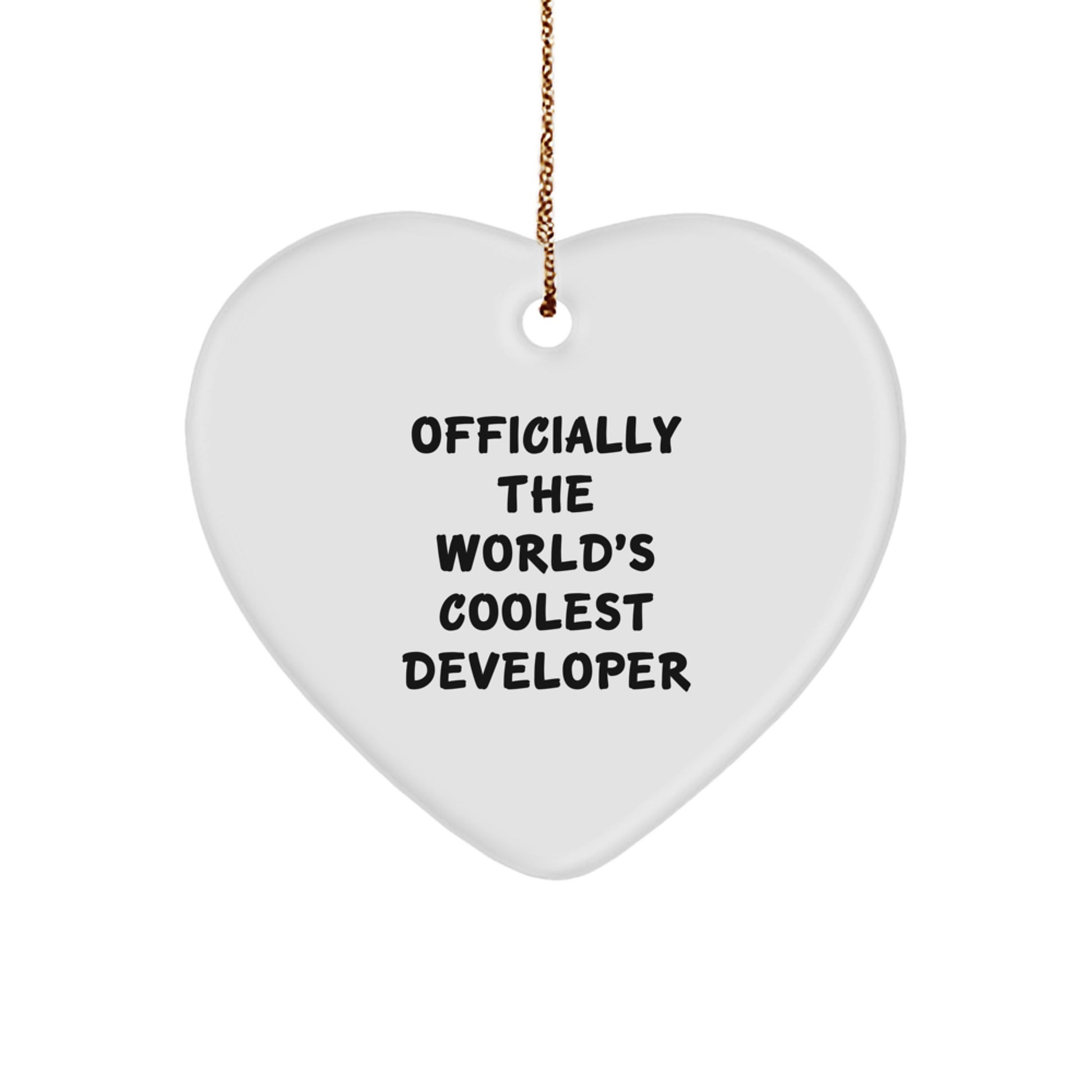 Funny Developer Gifts, Officially The World's Coolest Developer Heart Ornament, Christmas Unique Gifts from Friends to Family - Image 1