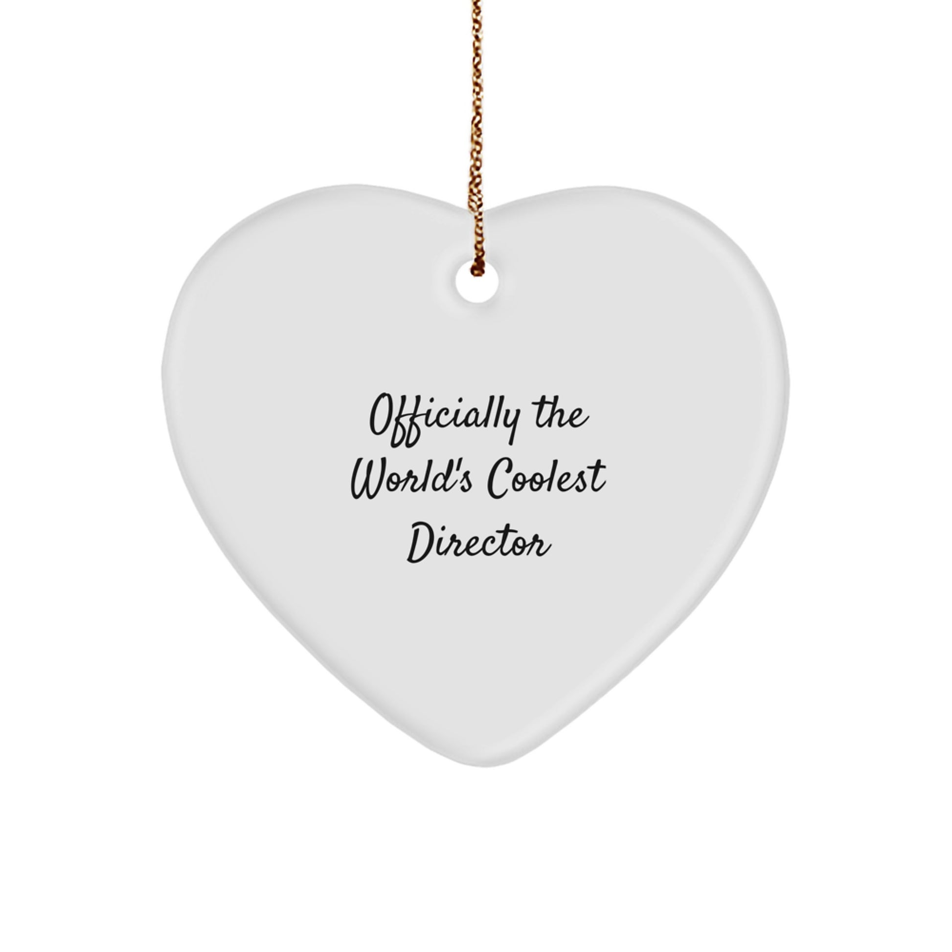 Funny Director Gifts from Friends for Him - Officially The World's Coolest Director Heart Ornament, Christmas Unique Gifts - Image 1