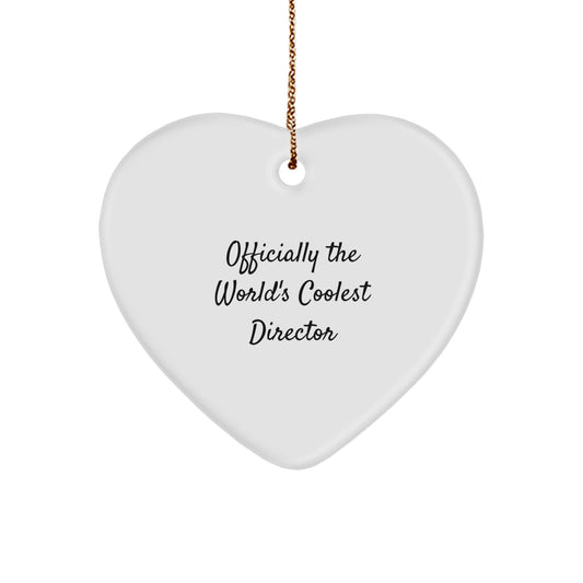 Funny Director Gifts from Friends for Him - Officially The World's Coolest Director Heart Ornament, Christmas Unique Gifts - Image 1