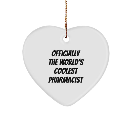 Funny Pharmacist Gifts from 'The World's Coolest Pharmacist' Officially, Heart Ornament for Christmas Unique Gifts for Men, Women, Coworkers - Image 1