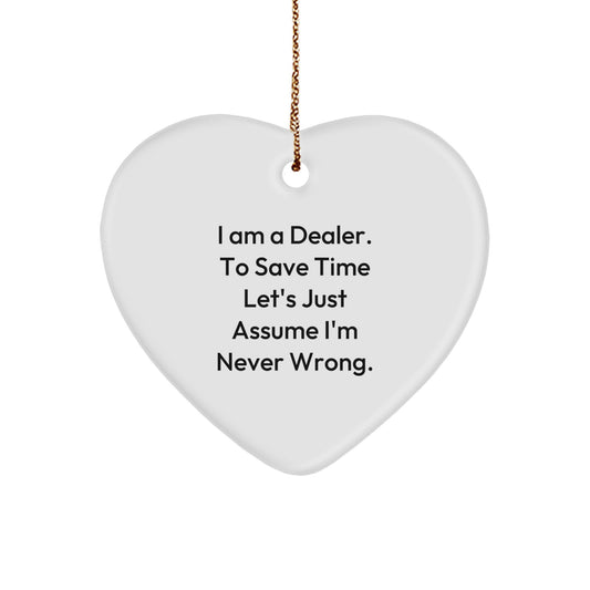 Funny Dealer Heart Ornament Gifts from Loved Ones for Dealer, Christmas Unique Gift Ideas, Heart-Shaped Dealer Ornament - Image 1