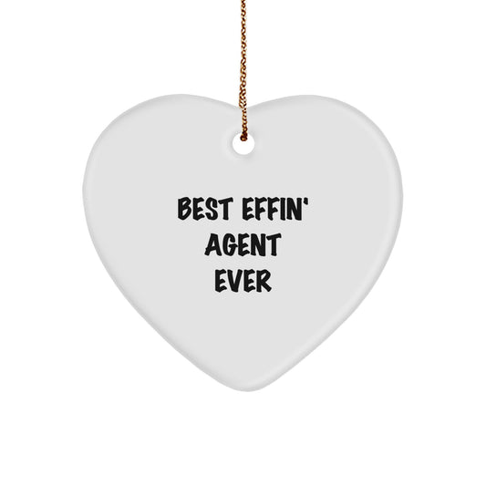 Funny Agent Gifts from Men to Best Effin' Agent Ever - Heart Ornament for Christmas - Image 1