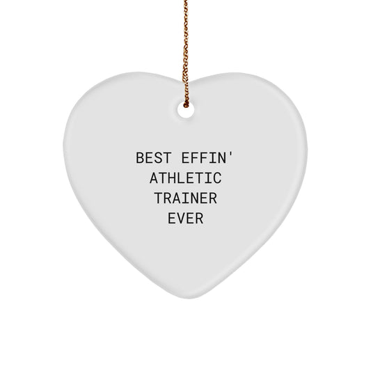 Funny Athletic Trainer Gifts from Friends - Best Effin' Ever Heart Ornament for Christmas - Image 1