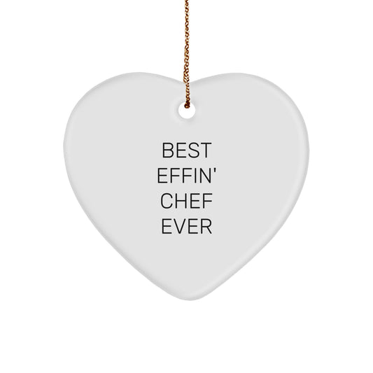 Funny Chef Heart Ornament Gifts from Men to Best Effin' Chef Ever, Gifts for Chef - Image 1
