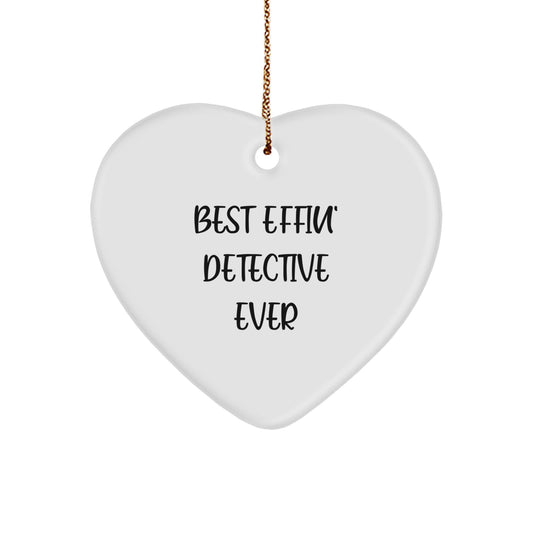Funny Detective Gifts for Men and Women, Best Effin' Detective Ever Heart Ornament, Christmas Unique Gifts from Friends and Family - Image 1