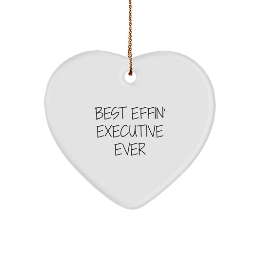 Funny Executive Gifts, Heart Ornament for Best Effin' Executive Ever, Christmas Unique Gifts from Friends to Men - Image 1