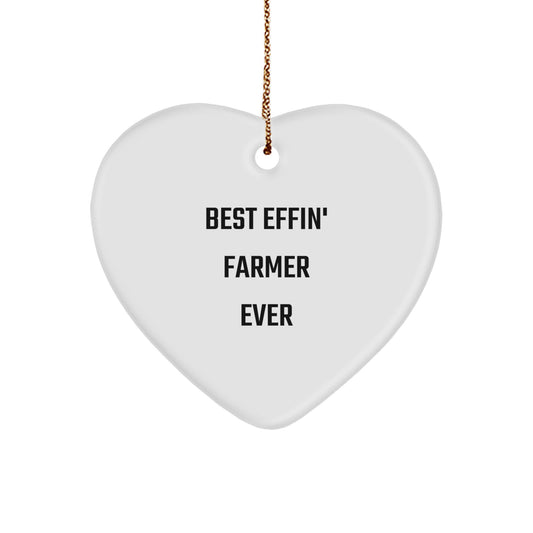Funny Farmer Gifts for Him - Best Effin' Farmer Ever Heart Ornament for Christmas - Image 1