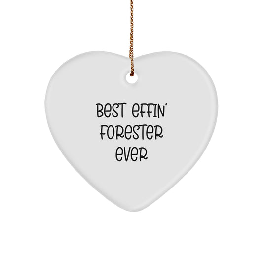 Funny Forester Gifts for Men - Best Effin' Forester Ever Heart Ornament for Christmas - Image 1
