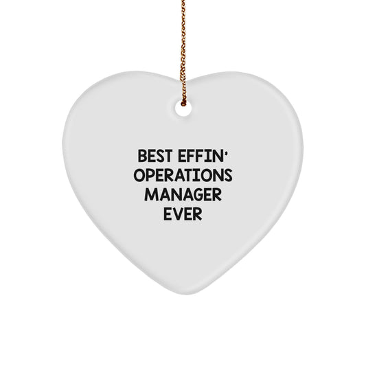 Funny Operations Manager Gifts from Men to Best Effin' Operations Manager Ever - Heart Ornament for Christmas - Image 1