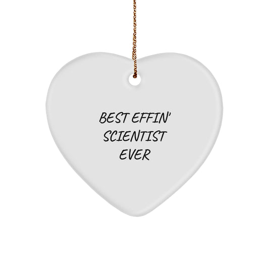 Funny Scientist Gifts for Men Women Friends Family - Best Effin' Scientist Ever Heart Ornament for Christmas Unique Presents - Image 1