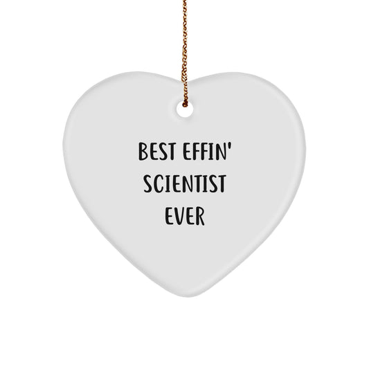 Funny Gift for Scientist Friends, Best Effin' Scientist Ever Heart Ornament, Christmas Unique Scientist Gifts for Men - Image 1
