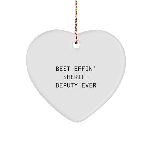 Sheriff Deputy Heart Ornament for Him Christmas Unique Gift Effin' Sheriff - Image 1