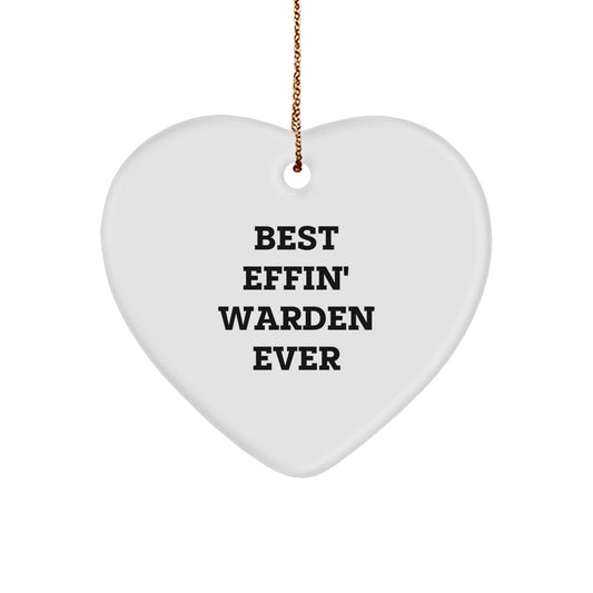 Funny Warden Gifts from Friends for Warden Best Effin' Warden Ever Heart Ornament, Unique Christmas Unique Gifts - Image 1