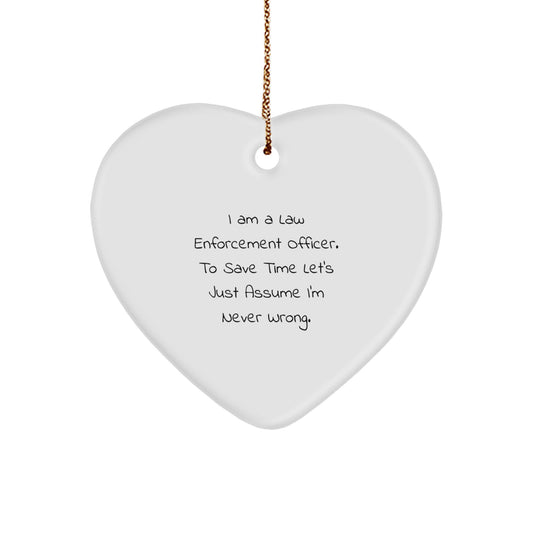 Funny Law Enforcement Officer Gifts for Him Christmas Unique Heart Ornament, Gifts from Family Men Friends Coworkers - Image 1