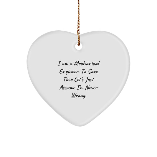 Mechanical Engineer Heart Ornament, Funny Quote Gifts for Men, Unique Christmas Unique Gifts from Friends or Family for Him or Her - Image 1