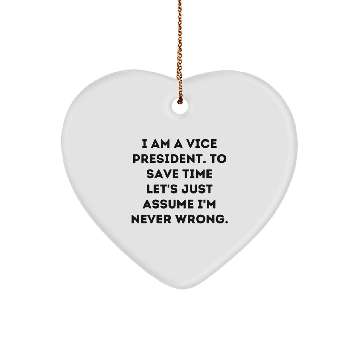 Christmas Unique Gift Vice President White Heart Ornament for Her Present - Image 1