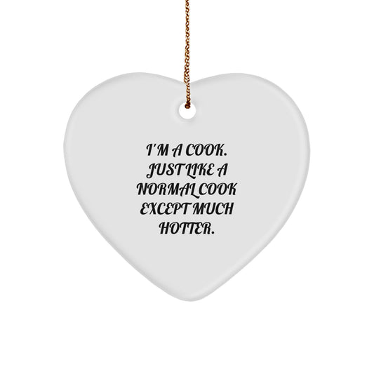 Funny Cook Heart Ornament Gifts for Men from Women - Christmas Unique Gifts for Cooks - I'm a Cook Heart Decoration - Image 1