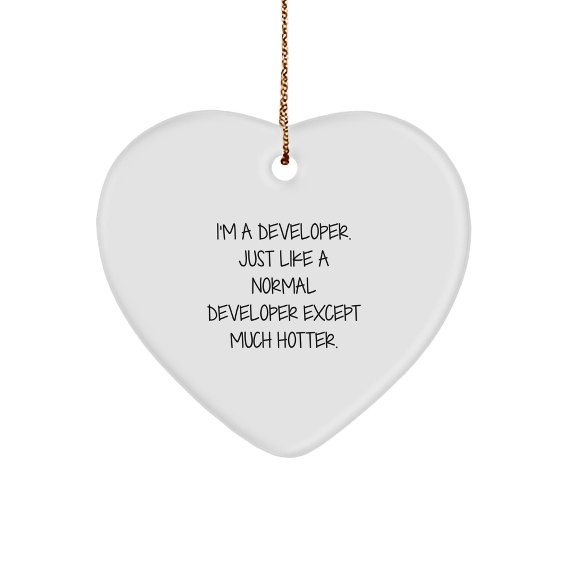 Funny Developer Heart Ornament, Unique Christmas Unique Gifts from Friends to Developer, Heart Shaped Developer Decorations - Image 1