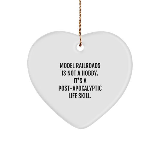 Model Railroads Heart Ornament, Funny Quote Gifts from Friends, Christmas Unique Gifts for Model Railroads Enthusiasts, Heart Shaped - Image 1