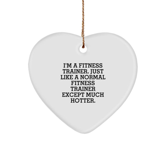 Funny Fitness Trainer Heart Ornament, Heart-Shaped MDF Decor with Gold Cord, Ideal Gift from Friends for Fitness Enthusiast at Christmas - Image 1
