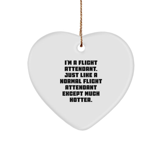 Flight Attendant Gifts, Funny Heart Ornament for Flight Attendant, Christmas Unique Gifts from Friends to Coworkers - Image 1